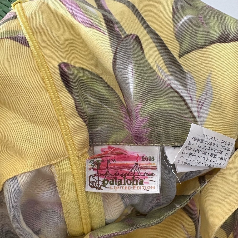 Patagonia Pataloha Vintage 2003 Tropical Yellow Floral Sleeveless Tencel Dress - Picture 5 of 5